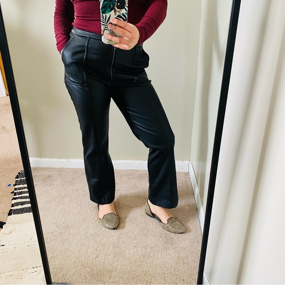 David Lerner NY Faux Vegan Leather Dress Pant Straight Leg  Ankle Pant Small - Picture 1 of 12